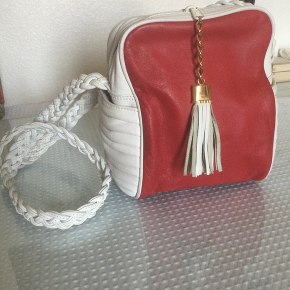 Vintage leather Crossbody red and white - Picture 2 of 9